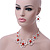 Light Silver Tone Coral Bead Floral Necklace & Drop Earrings Set - 38cm Length/ 7cm extender - view 13