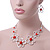 Light Silver Tone Coral Bead Floral Necklace & Drop Earrings Set - 38cm Length/ 7cm extender - view 3