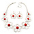 Light Silver Tone Coral Bead Floral Necklace & Drop Earrings Set - 38cm Length/ 7cm extender - view 9