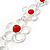 Light Silver Tone Coral Bead Floral Necklace & Drop Earrings Set - 38cm Length/ 7cm extender - view 5