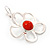 Light Silver Tone Coral Bead Floral Necklace & Drop Earrings Set - 38cm Length/ 7cm extender - view 14