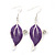 Purple Enamel Diamante Floral Necklace & Drop Leaf Earrings Set In Rhodium Plated Metal - 40cm Length/ 7cm extender - view 5