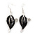 Black Enamel Diamante Floral Necklace & Drop Leaf Earrings Set In Rhodium Plated Metal - 40cm Length/ 7cm extender - view 4