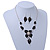 Black Enamel Diamante Floral Necklace & Drop Leaf Earrings Set In Rhodium Plated Metal - 40cm Length/ 7cm extender - view 12