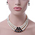 3-Strand Black Glass Bead, White Imitation Pearl Necklace, Flex Bracelet & Drop Earrings Set In Silver Plated Metal - 40cm L - view 12