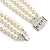 3-Strand Black Glass Bead, White Imitation Pearl Necklace, Flex Bracelet & Drop Earrings Set In Silver Plated Metal - 40cm L - view 5
