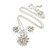 Clear Austrian Crystal Flower Pendant With Silver Tone Chain and Stud Earrings Set - 40cm L/ 5cm Ext - Gift Boxed - view 2