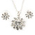Clear Austrian Crystal Flower Pendant With Silver Tone Chain and Stud Earrings Set - 40cm L/ 5cm Ext - Gift Boxed - view 13