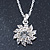 Clear Austrian Crystal Flower Pendant With Silver Tone Chain and Stud Earrings Set - 40cm L/ 5cm Ext - Gift Boxed - view 10