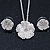 Clear Austrian Crystal Flower Pendant With Silver Tone Chain and Stud Earrings Set - 46cm L/ 5cm Ext - Gift Boxed - view 2