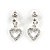 Clear Austrian Crystal Double Heart Pendant With Silver Tone Chain and Stud Earrings Set - 40cm L/ 5cm Ext - Gift Boxed - view 4