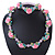 Rose Quartz, Turquoise Bead Fimo Rose Necklace And Flex Bracelet Set In Silver Tone - 40cm Length/ 5cm Extension - view 9