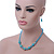 Turquoise, Light Blue Crystal Bead Necklace & Drop Earrings In Silver Tone Metal - 40cm Length/ 4cm Length - view 4