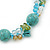 Turquoise, Crystal Bead Necklace & Drop Earrings In Silver Tone Metal - 40cm Length/ 4cm Length - view 9