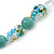 Turquoise, Crystal Bead Necklace & Drop Earrings In Silver Tone Metal - 40cm Length/ 4cm Length - view 5