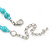 Turquoise, Crystal Bead Necklace & Drop Earrings In Silver Tone Metal - 40cm Length/ 4cm Length - view 7