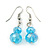 Turquoise, Crystal Bead Necklace & Drop Earrings In Silver Tone Metal - 40cm Length/ 4cm Length - view 6