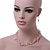 Chunky Rose Quartz Stone Necklace & Glass Bead Drop Earrings In Silver Tone - 40cm Length/ 5cm Extension - view 2