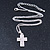 Clear Austrian Crystal Cross Pendant With Silver Tone Chain and Stud Earrings Set - 46cm L/ 5cm Ext - Gift Boxed - view 8