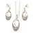 Clear Crystal Open Oval Cut Pendant Silver Tone Chain and Drop Earrings Set - 45cm L/ 5cm Ext - Gift Boxed