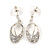 Clear Crystal Open Oval Cut Pendant Silver Tone Chain and Drop Earrings Set - 45cm L/ 5cm Ext - Gift Boxed - view 5