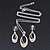 Clear Crystal Open Oval Cut Pendant Silver Tone Chain and Drop Earrings Set - 45cm L/ 5cm Ext - Gift Boxed - view 3
