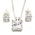 Princess Cut Clear CZ Pendant With Silver Tone Chain and Stud Earrings Set - 46cm L - Gift Boxed