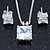 Princess Cut Clear CZ Pendant With Silver Tone Chain and Stud Earrings Set - 46cm L - Gift Boxed - view 11