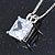 Princess Cut Clear CZ Pendant With Silver Tone Chain and Stud Earrings Set - 46cm L - Gift Boxed - view 6