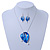 Blue Enamel Diamante 'Leaf' Necklace & Drop Earrings Set In Rhodium Plated Metal - 40cm Length/ 6 extension - view 2