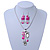 Pink Enamel Geometric Pendant Necklace & Drop Earrings Set In Rhodium Plated Metal - 40cm Length/ 8cm extender - view 2