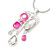 Pink Enamel Geometric Pendant Necklace & Drop Earrings Set In Rhodium Plated Metal - 40cm Length/ 8cm extender - view 3
