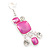 Pink Enamel Geometric Pendant Necklace & Drop Earrings Set In Rhodium Plated Metal - 40cm Length/ 8cm extender - view 9