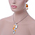Bright Orange Enamel Geometric Pendant Necklace & Drop Earrings Set In Rhodium Plated Metal - 40cm Length/ 8cm extender - view 7