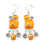 Bright Orange Enamel Geometric Pendant Necklace & Drop Earrings Set In Rhodium Plated Metal - 40cm Length/ 8cm extender - view 4