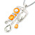 Bright Orange Enamel Geometric Pendant Necklace & Drop Earrings Set In Rhodium Plated Metal - 40cm Length/ 8cm extender - view 3