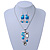 Light Blue Enamel Geometric Pendant Necklace & Drop Earrings Set In Rhodium Plated Metal - 40cm Length/ 8cm extender - view 2