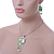 Light Green Enamel Geometric Pendant Necklace & Drop Earrings Set In Rhodium Plated Metal - 40cm Length/ 8cm extender - view 9