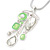 Light Green Enamel Geometric Pendant Necklace & Drop Earrings Set In Rhodium Plated Metal - 40cm Length/ 8cm extender - view 3