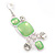 Light Green Enamel Geometric Pendant Necklace & Drop Earrings Set In Rhodium Plated Metal - 40cm Length/ 8cm extender - view 8