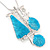 Light Blue Enamel Geometric Pendant Necklace & Drop Earrings Set In Rhodium Plated Metal - 40cm Length/ 7cm extender - view 3