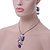 Purple Enamel Geometric Pendant Necklace & Drop Earrings Set In Rhodium Plated Metal - 40cm Length (8cm extender) - view 8