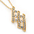 Clear Austrian Crystal Leaf Pendant With Gold Tone Chain and Stud Earrings Set - 40cm L/ 5cm Ext - Gift Boxed - view 8