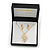 Clear Austrian Crystal Leaf Pendant With Gold Tone Chain and Stud Earrings Set - 40cm L/ 5cm Ext - Gift Boxed - view 3
