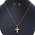 Clear Austrian Crystal Cross Pendant With Gold Tone Chain and Stud Earrings Set - 46cm L/ 5cm Ext - Gift Boxed - view 10