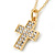 Clear Austrian Crystal Cross Pendant With Gold Tone Chain and Stud Earrings Set - 46cm L/ 5cm Ext - Gift Boxed - view 13