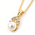 Clear Austrian Crystal Simulated Pearl Pendant With Gold Tone Chain and Stud Earrings Set - 44cm L/ 5cm Ext - Gift Boxed - view 7