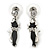 Black Crystal Cat Pendant With Silver Tone Chain & Drop Earrings Set - 40cm Length/ 4cm Extension - view 7