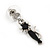 Black Crystal Cat Pendant With Silver Tone Chain & Drop Earrings Set - 40cm Length/ 4cm Extension - view 10