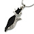 Black Crystal Cat Pendant With Silver Tone Chain & Drop Earrings Set - 40cm Length/ 4cm Extension - view 8